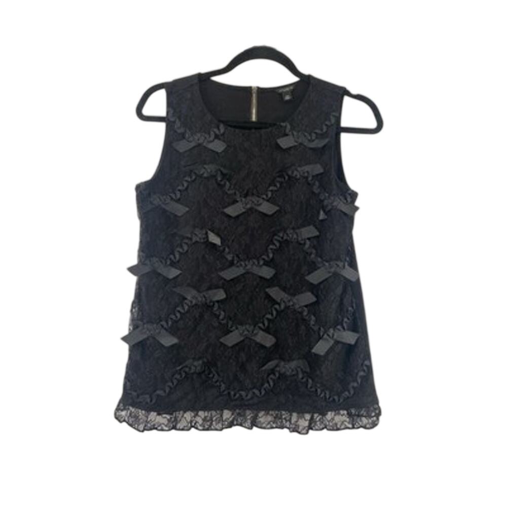 Black Lace Boho Tank Top PM Y2K Bows Goth Lolita Fairy Whimsigoth Swan Witchy